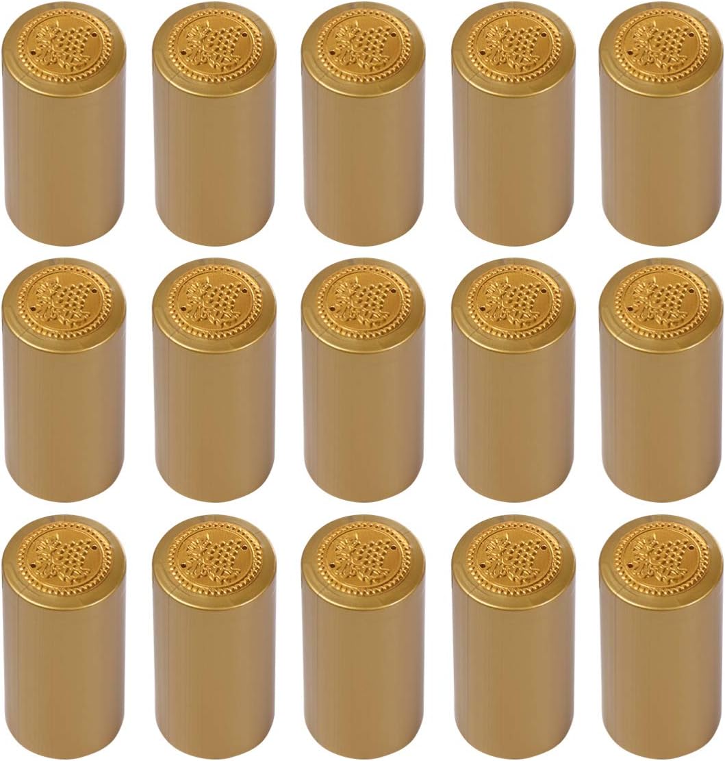 Toddmomy 100pcs PVC Heat Shrink Capsules,Matte Golden Wine