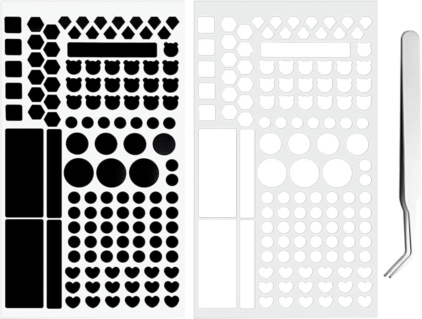 2PCS naklejki blokujące światło, naklejki ściemniające światło led, Ściemnianie światła 80% ~ 100% Blackout Stickers dla elektroniki, TV, Routers, zegary z 1PCS pęsety (biały i czarny)
