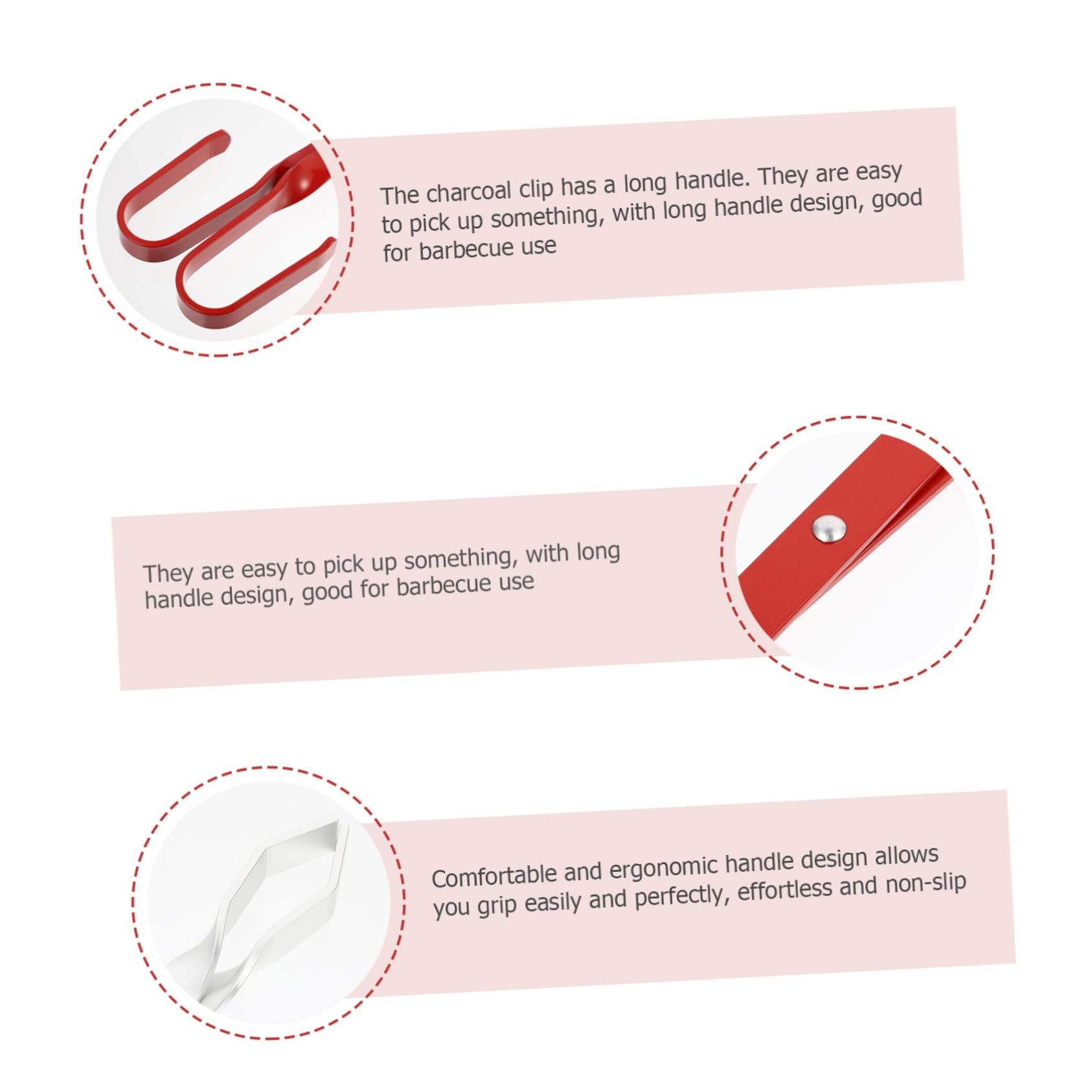 VICASKY 1Pc Long Handle Food Clamp Heat Resistant Bbq Tong for Charcoal Ergonomic Grip Durable and Lightweight for Outdoor Cooking and Food Serving