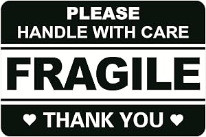 2x3 inch Black Fragile Sticker for Shipping