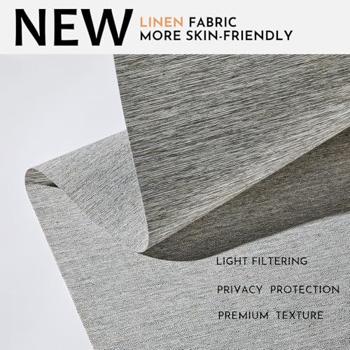 Image of Persilux Light Filtering Roller Shades for Window Blinds,Cordless,Linen Fabric,Thermal Insulated Fabric UV Protection Shades for Home,Office,Bedroom,Door,Light Filtering-Grey,33 1 /2 inch W X 64 inch H