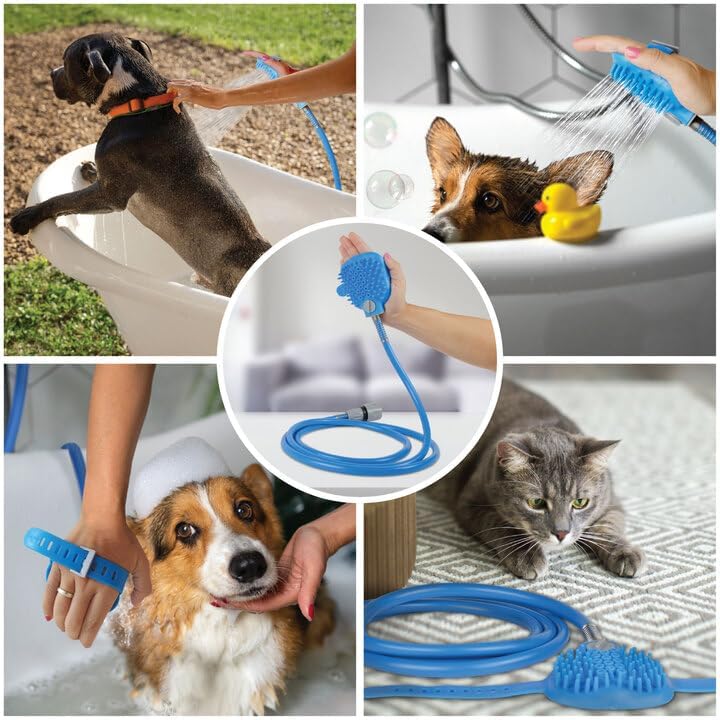 CEASELESLY 4 in 1 Badewerkzeug für Hunde, Duschkopf, Wasch- und Duschaufsatz, Massieren und Pflegen von Haustieren im Innen- und Außenbereich, für Pferde, Nutztiere und Große Hunde