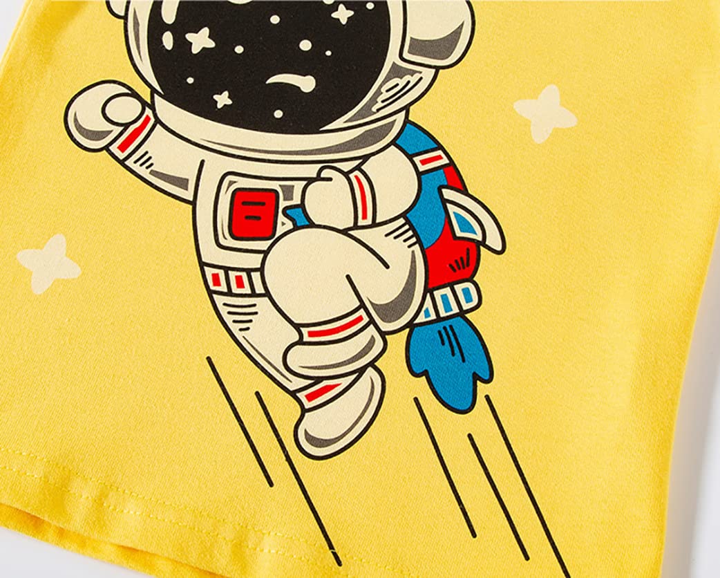 Camiseta de manga larga para niños, lindas camisetas para niñas, diseño de animales, astronauta espacial, rayas blancas y negras