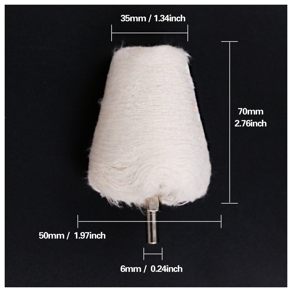 Swpeet 5 pz bianco conica in flanella lucidatura mola testa 1/10,2 cm manico per metallo alluminio acciaio INOX cromato