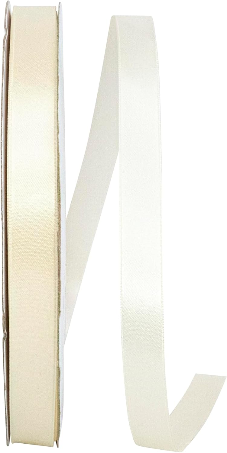 Reliant Ribbon 4950-810-03C Double Face Satin Ribbon, 5/8 Inch X 100 Yards, Ivory