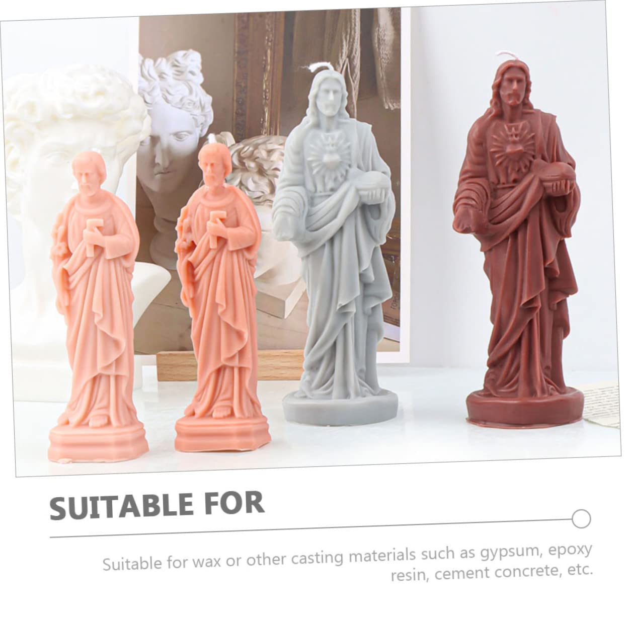 Homoyoyo 5piezas Molde De Silicona Para Velas Diseño De Escultura Religiosa De Jesús Molde Para Fabricación De Velas y Jabones Para Decoración y Manualidades