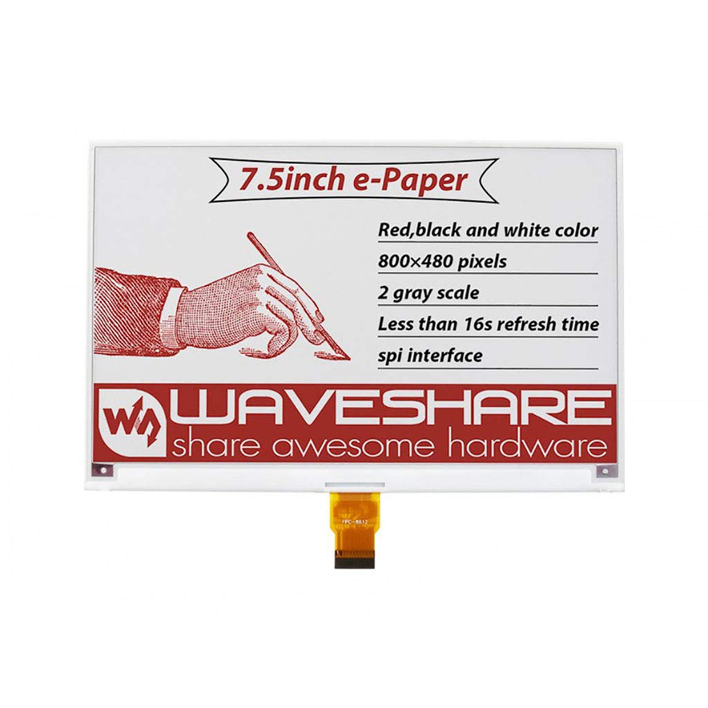 Tri-color 7.5inch E-ink Raw Display Panel 800×480 E-paper Electronic Screen Red / Black / White Three-Color for Raspberry Pi/Jetson Nano without PCB