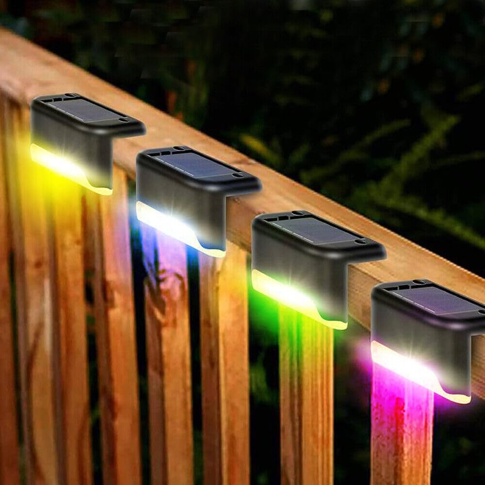 EBILUN Solar Deck Lights Outdoor 4-32 Pack, Solar Step Lights Waterproof LED Solar Powered Outdoor Lights for Deck Stair Fence Railing Wall Garden Backyard (8 PCS)