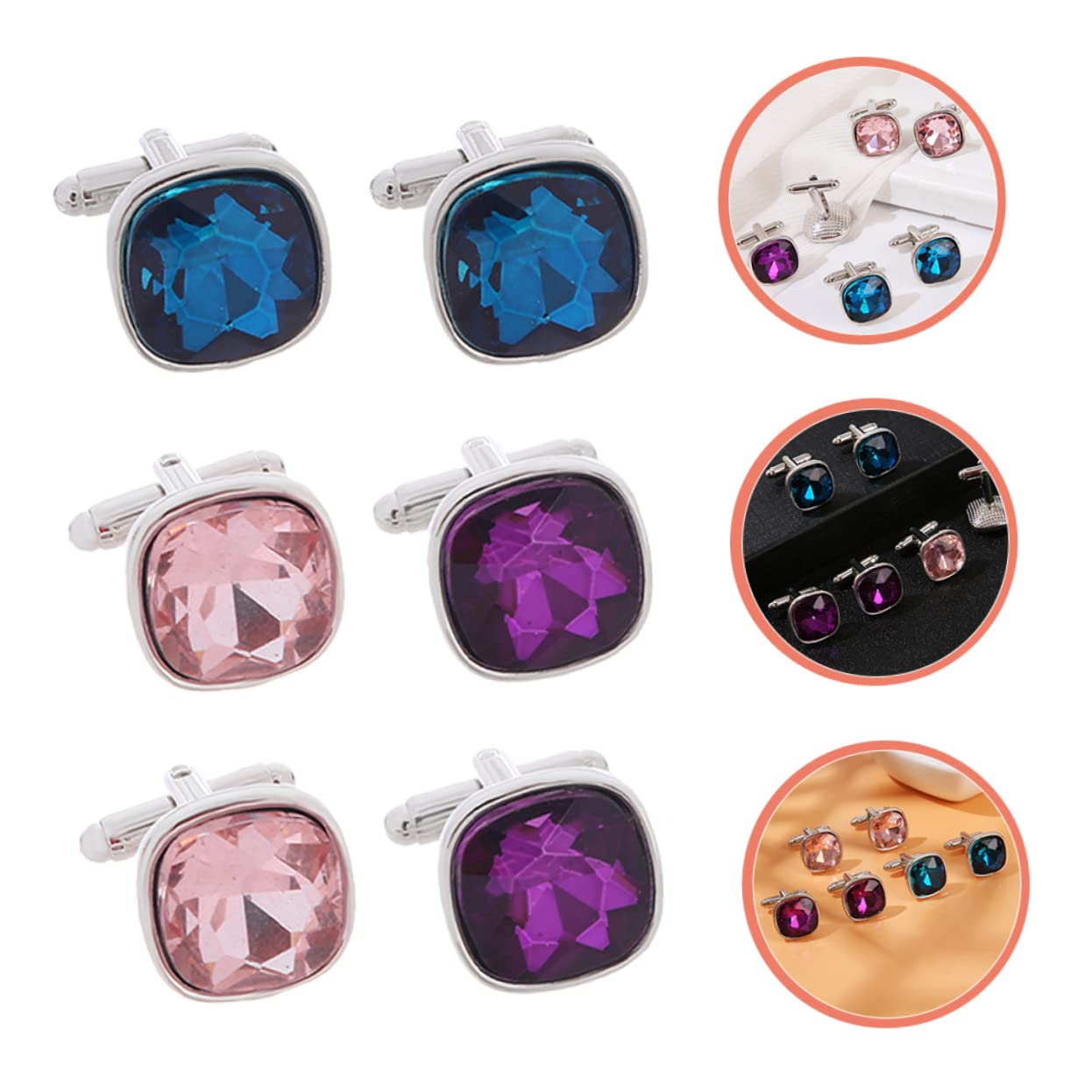 FRCOLOR Gemelos De De Cristal Acicalar A Él Marido De Bodas Negro Padre Botón De De Diario Renovable Camisa De Los Hombres Gemelos Taladro De Vidrio