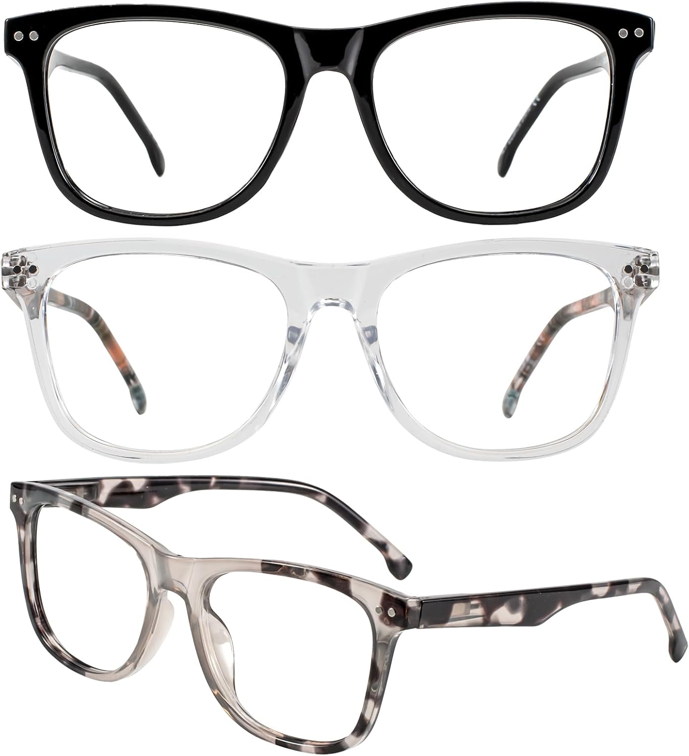 AEZUNI Large Reading Glasses for Men 3 Pairs Spring Hinge Readers 1.0 1.5 2.0 2.5 3.0 3.5 4.0 5.0 6.0