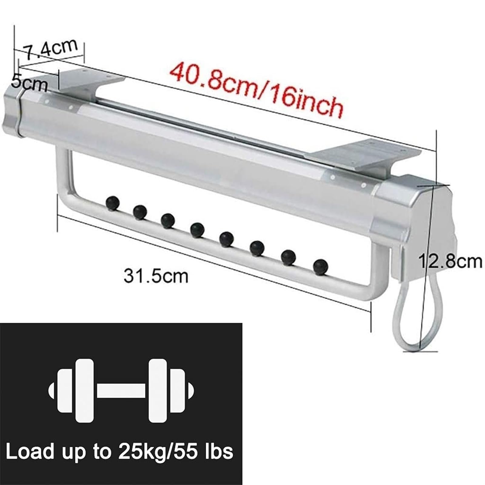 Asta Appendiabiti Estensibile - Appendiabiti Regolabile, Appendiabiti Estensibile Per Pantaloni, Tubo Appendiabiti In Acciaio Inox, Per Vestiti, Asciugamani, Sciarpe, Pantaloni E Cravatte(40.8CM)