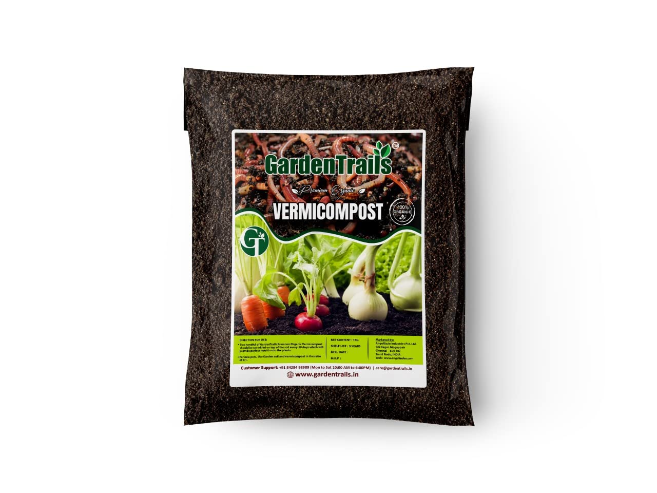 GardenTrails Enriched Vermicompost Fertilizer for Plants - 1 Kg (Pack of 2)