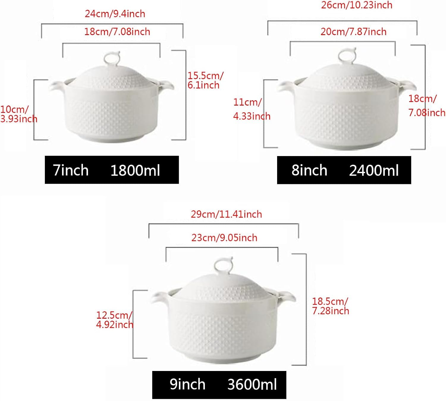 Zuppiera in Ceramica con Zuppa, Ciotola per Zuppa con Mestolo E Coperchio, Pentola per Zuppa in Porcellana per Ristorante, Cucina Domestica, Decorazione Bianca, White, 3600ml
