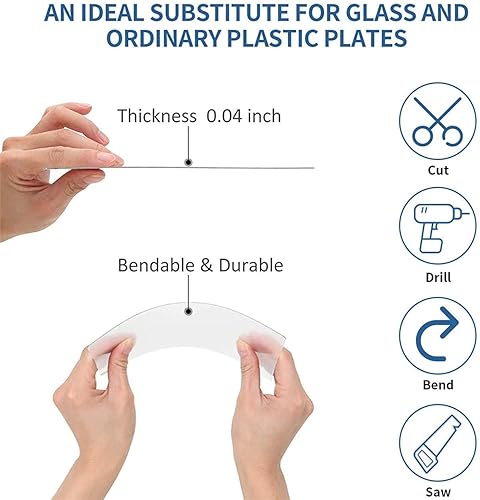 Miniatura 5 de Hoja acrílica de 4 x 6, marco de vidrio de repuesto, 10 hojas de plexiglás de 0.04 pulgadas de grosor, hoja de plástico transparente para pintura de