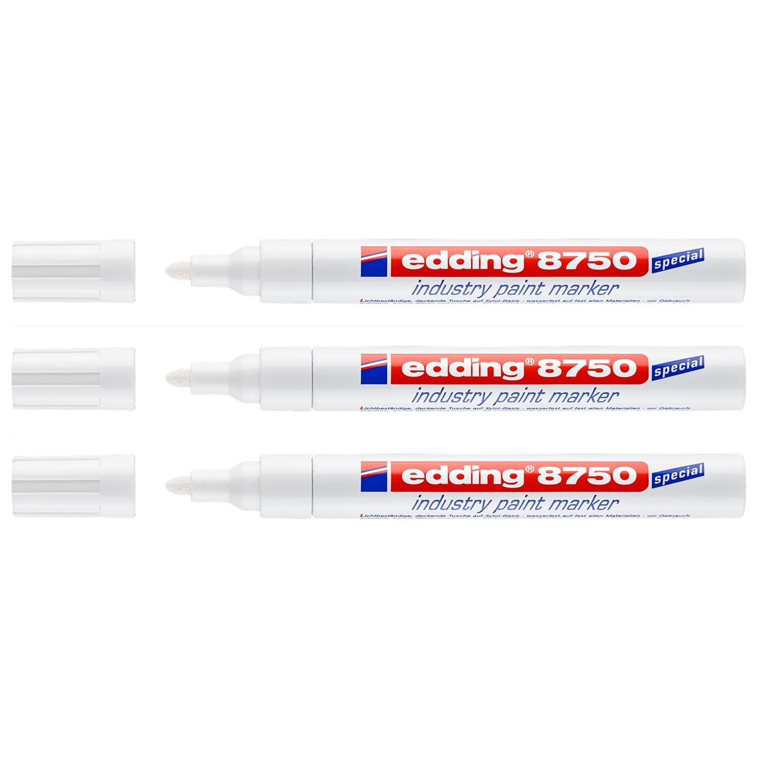 Edding 8750 - Rotuladores de pintura (2 – 4 mm, 3 unidades), color blanco