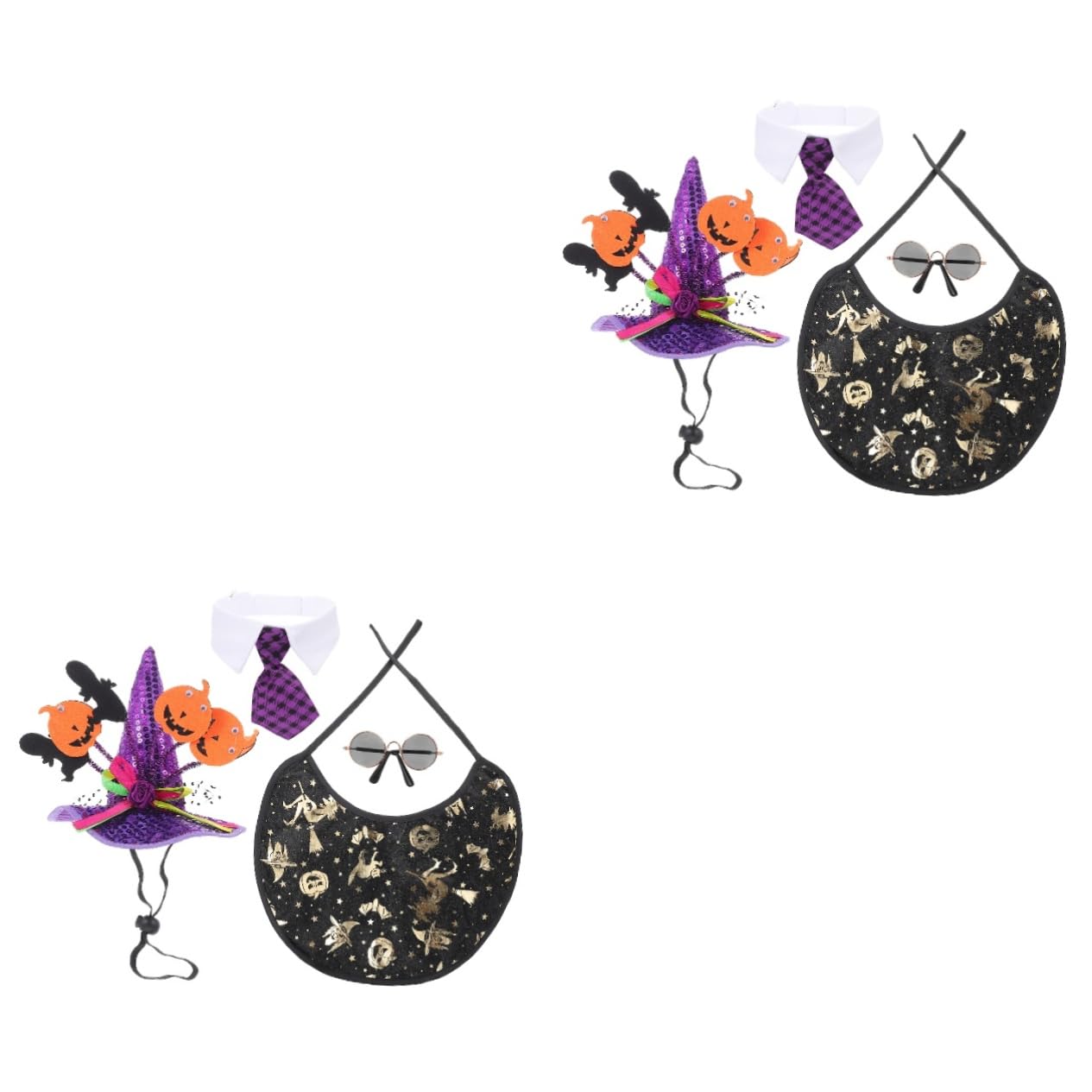 BESPORTBLE 2 Juegos Sombrero De Mascota Kit De Corbata De Sombrero De Gato Trajes De Gato Cachorros Collares Gorro para Perro Pequeño Decoración De Disfraz De Gato Disfraz De Mago Gato Paño