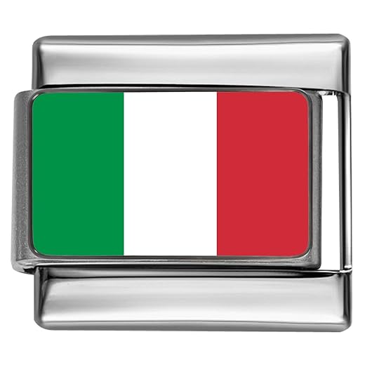 STYLYSH CHARMS Italy Italian Flag Photo Italian 9mm Link PC086 Fits Traditional Classic
