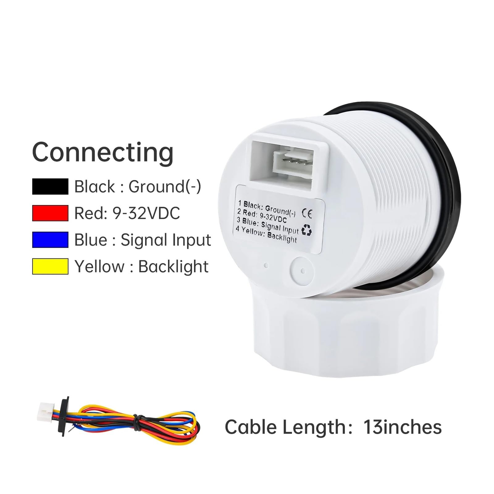 Auto Auto Boot 2" 52mm Öltemperaturanzeige mit rotem Warnlicht, 50~150℃ Öltemperaturmesser + Sensor 1/8NPT M14X1,5 DC12V 24V Klares Lesen(WS 1-8NPT)