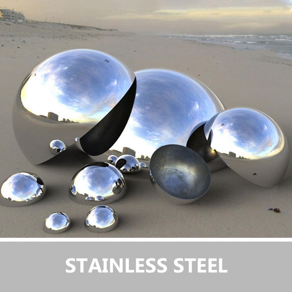 Gazing Balls 4pcs Hollow Floating Mirror Reflective Hemispheres Stainless Steel Polished Hemispherical Balls Garden Decorative Sphere for Home Pond Outdoor Decor