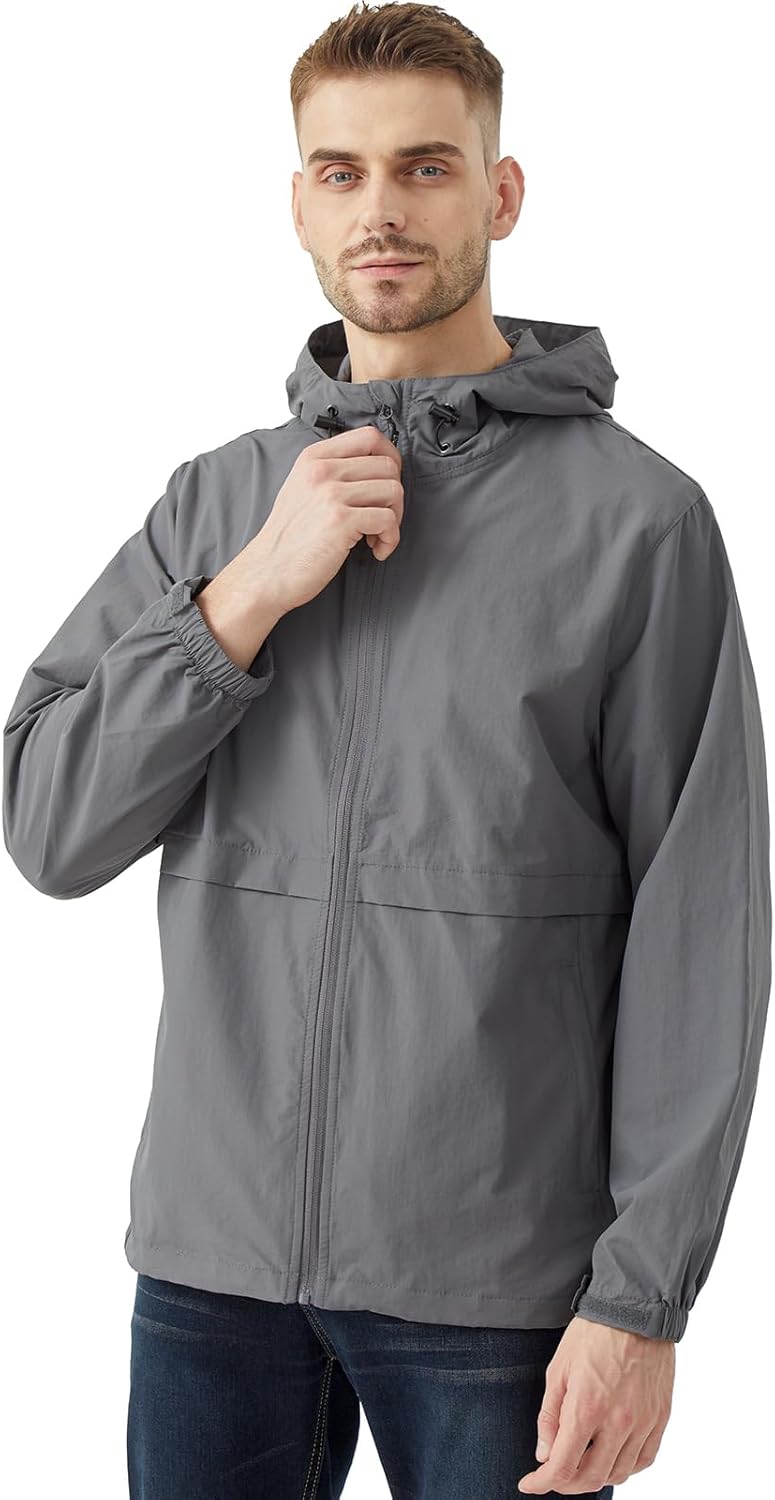 Men's Lightweight Hooded Jacket Waterproof Windbreaker Raincoat Shell Jacket for Outdoor Hiking Traval - Image 6