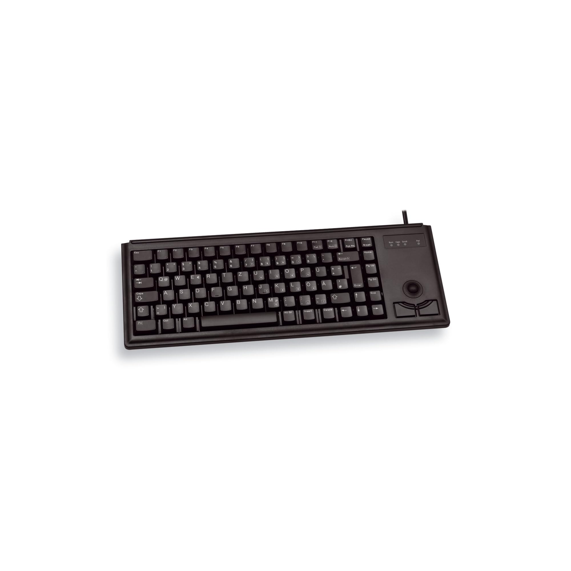CHERRY Tastiera compatta G84-4420, Layout Internazionale, Tastiera QWERTY, Tastiera cablata, Tastiera Meccanica, Meccanica ML, trackball Ottica Integrata più 2 Pulsanti del Mouse, Nero