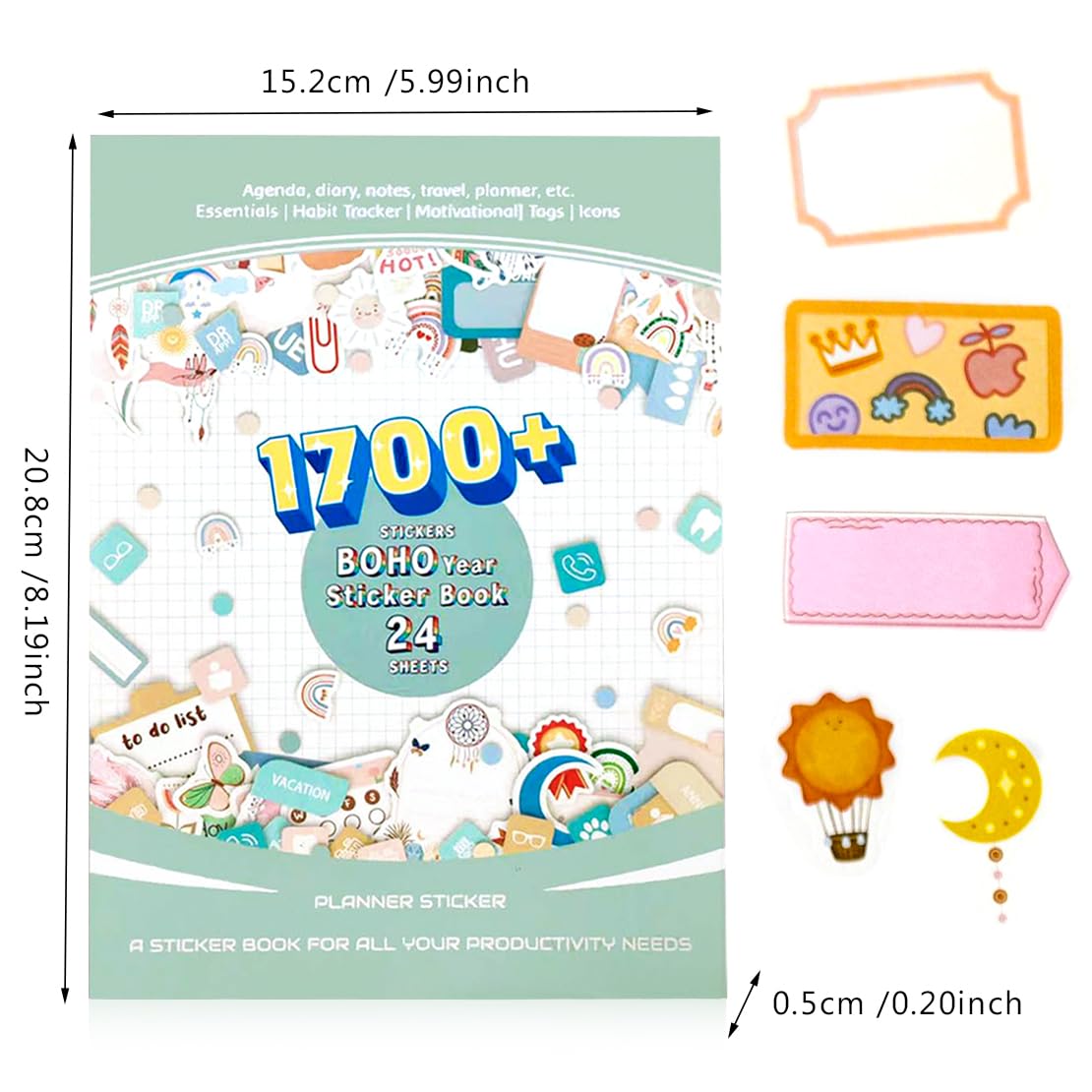 Adesivi Per Planner – 24 Fogli, Oltre 1000 Adesivi – Senza Duplicati – Tema Mensile E Festività – Per Scrapbooking, Calendari, Diari E Donne Creative