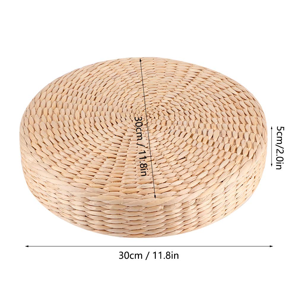 Cojín de Asiento Japonés Puf Redondo Tatami Cojín de Silla Cojín de Asiento de Yoga Estera de Piso de Punto Jardín Comedor Decoración para el Hogar Al Aire Libre (30 Cm X 5 Cm)