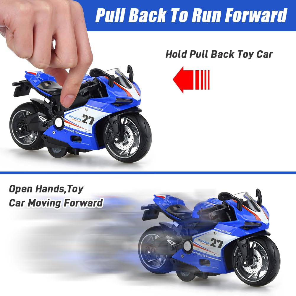 FCXVXCL Motorbike Toys Highly Simulation Motorbike Model Motorcycles Toy for Kids Motorcycle Alloy Collection Hobby Gift Racing Model Decoration Friction Powered Vehicle Blue - Image 3