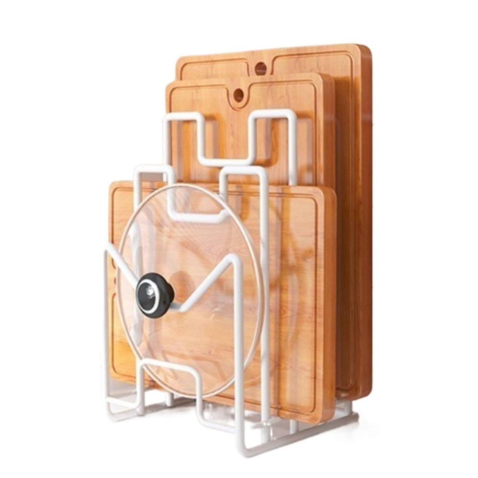 Pan Lid Holder Space Saving Stand Pot Lid Rack Shelf Chopping Organizer