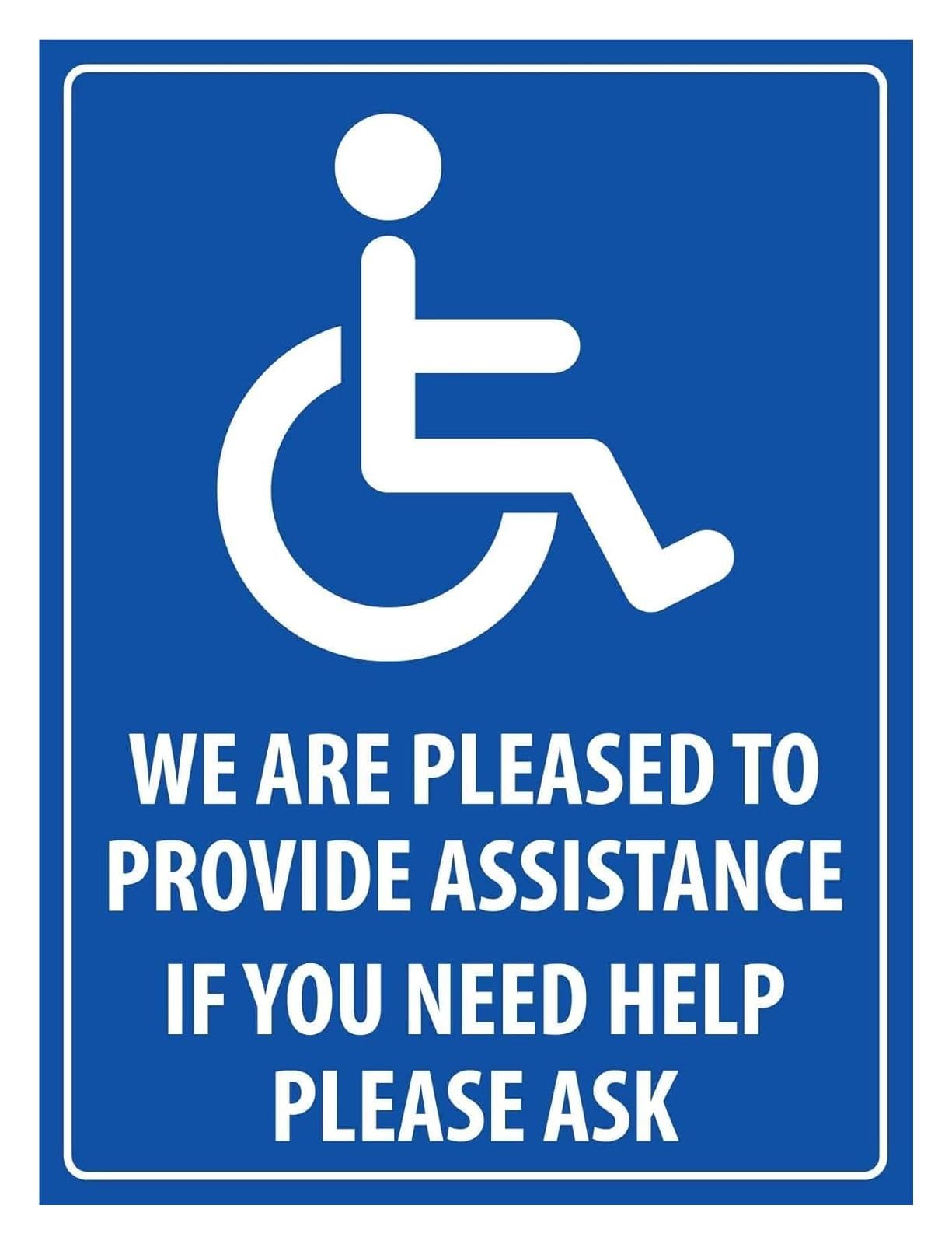 ZDVHOMCB Accessibility Assistance Provided Metal Tin Sign We Are Pleased Disabled Customers Business Wall Plaque 8 X 12 inch