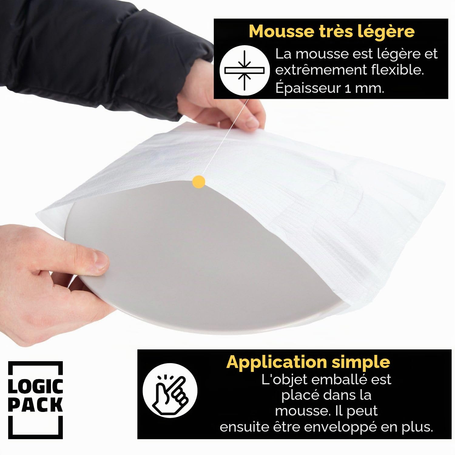 100 pièce Demenagement Feuilles Mousse Papier Bulle Déménagement pour Cartons Déménagement Vaisselle Plats Assiettes Verres Emballage 300 mm x 300 mm x 1 mm (Sac)
