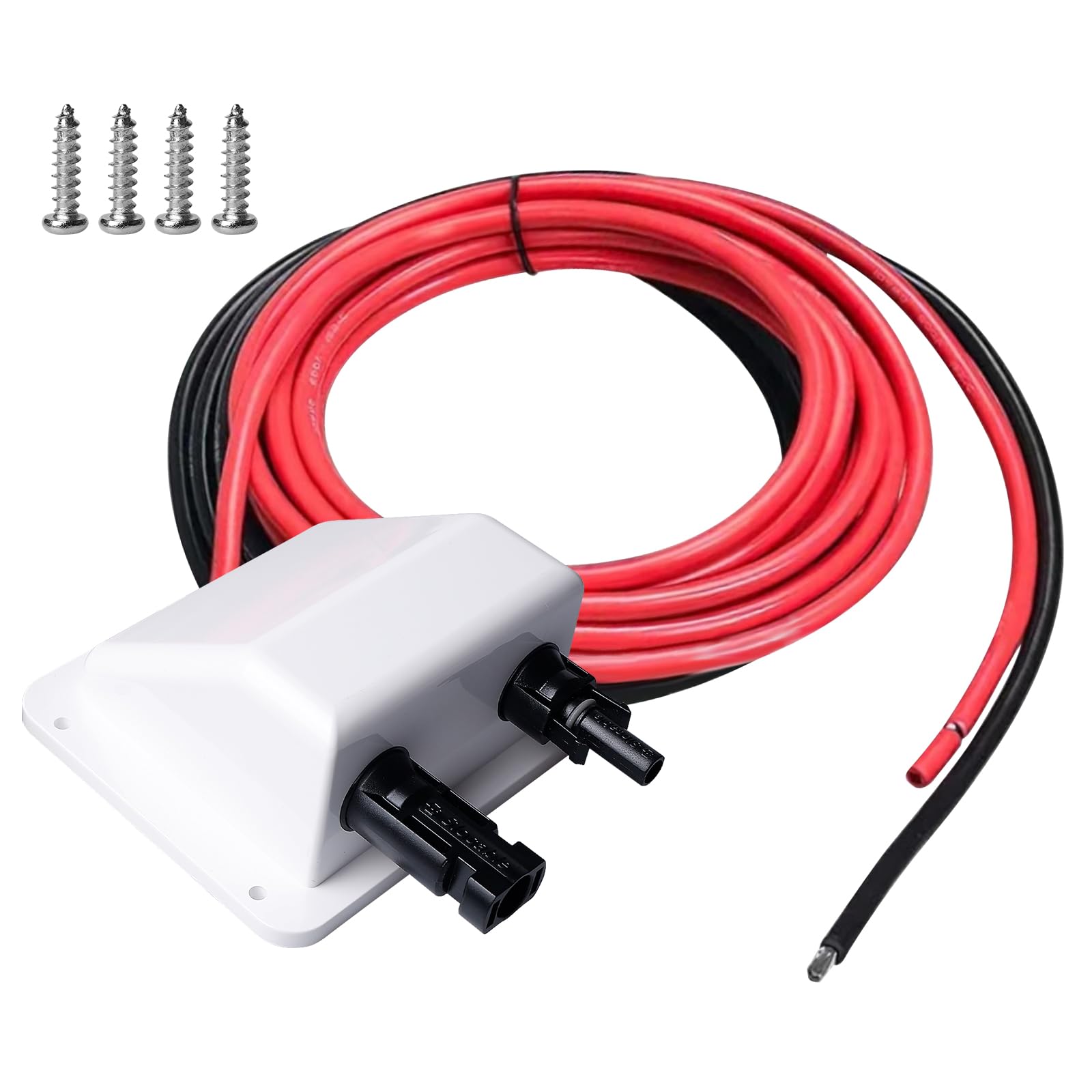 Passacavo a energia solare, doppio passacavo solare, resistente ai raggi UV, passacavo solare con cavo in rame flessibile da 10 m, per camper, barche, roulotte, marine