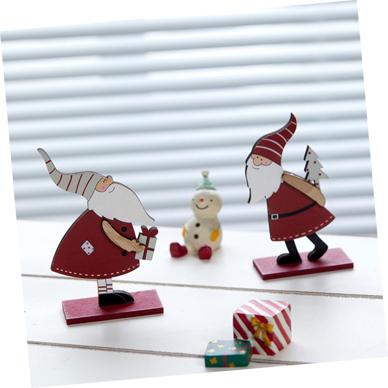 Abaodam 6stücke Kreative Holz Weihnachtsmann Dekorationen Festliche Tischornamente Für Weihnachten Für Zuhause Und Büro Weihnachtsdekoration Desktop Deko