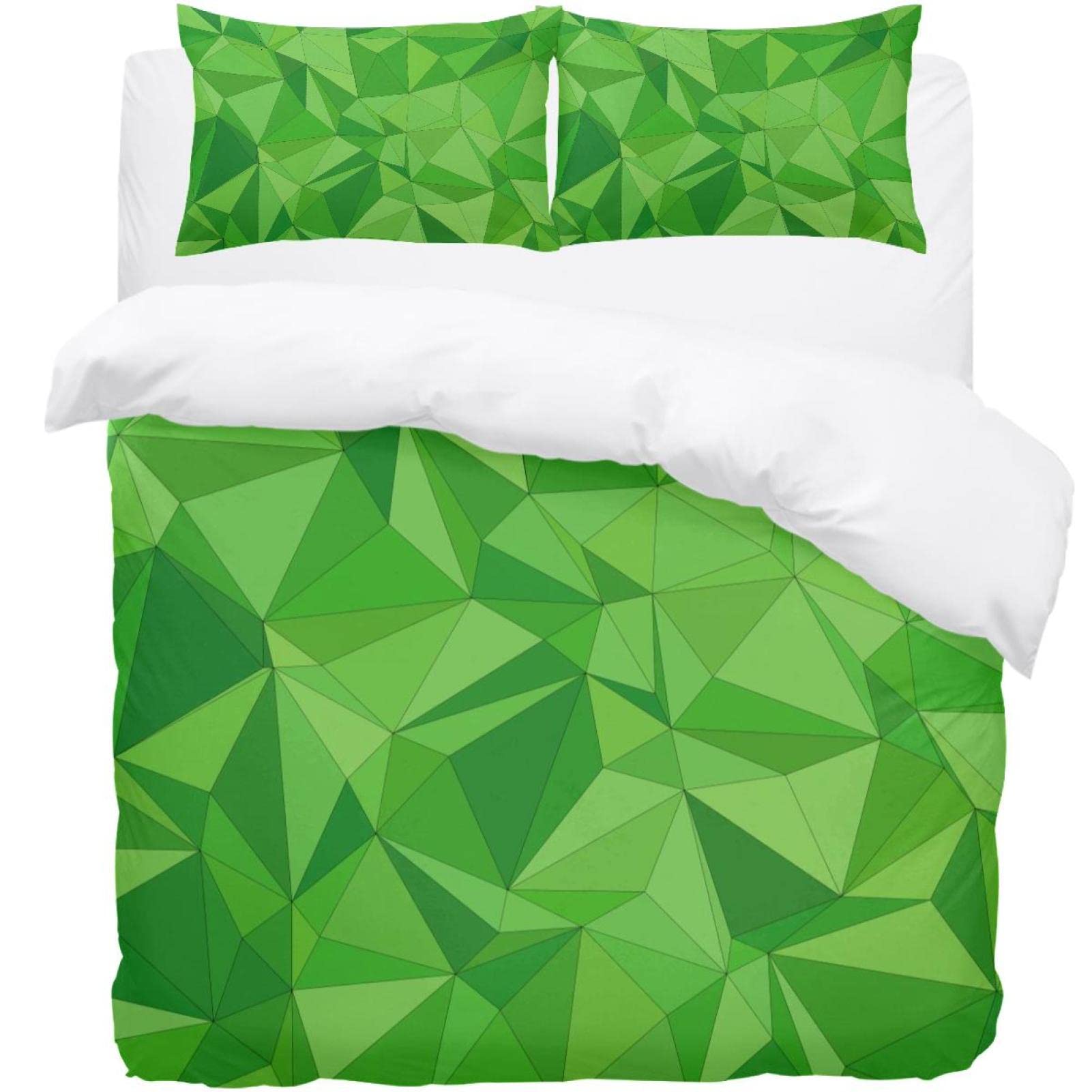 Parure de lit housse de couette vert mosaïque pour une chambre cocooning