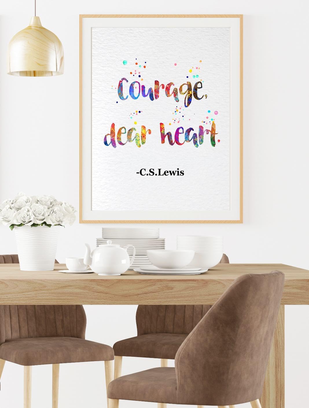 Dignovel Studios 11X14 Unframed Courage Dear Heart Lewis Quote Watercolor Art Print Poster Motivational Quote Inspirational Life Positivity Affirmation Wall Hanging Decor DN880