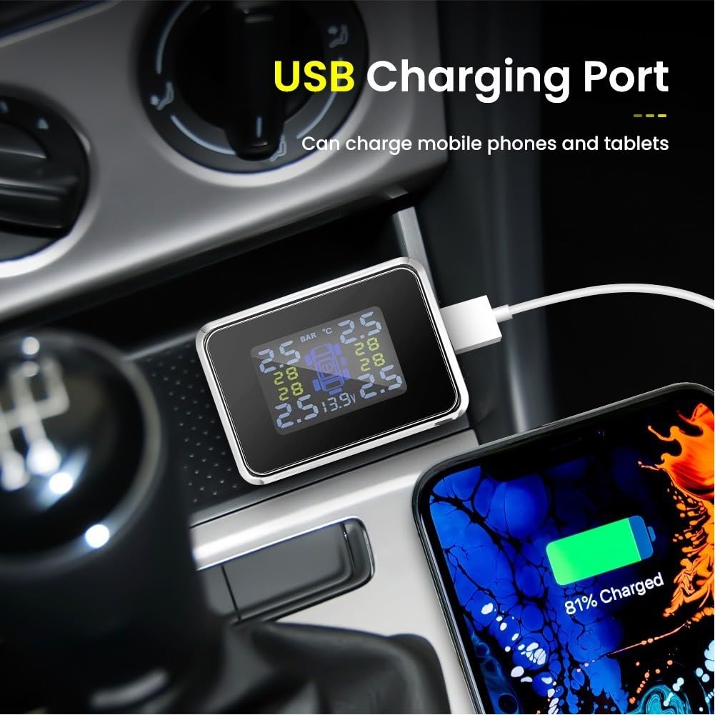 Smart Home TPMS bezprzewodowe monitorowanie ciśnienia w oponach samochodowych bezprzewodowe do monitora opon wyświetlacz LED ładowanie USB