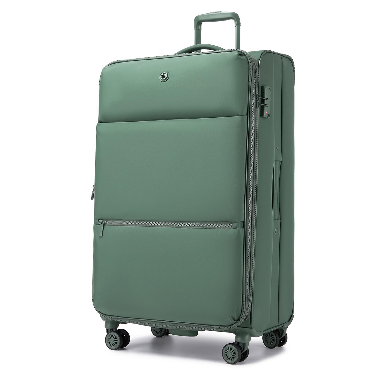 Miss Lulu Erweiterbarer Koffer Extra Groß, Leichter weicher Reisekoffer mit Volumenerweiterung, Stoff Koffer mit 4 Rollen für Lange Reise, 85 x 49 x 34.5cm, 112L, Grün