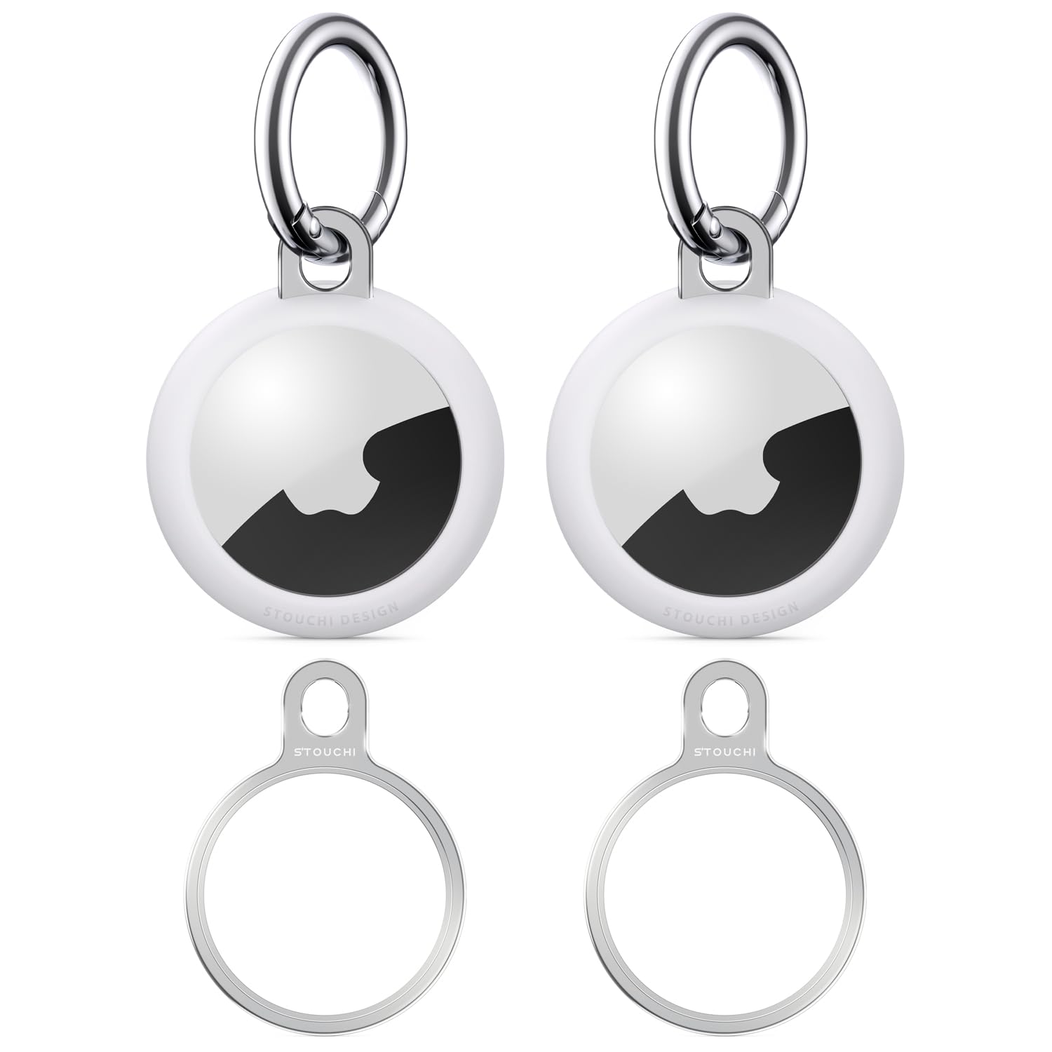 Stouchi Holder Key Ring for Air Tag, Aluminium Invisible Slim Keychain Case for Air Tag 2021 Items Finder Cases iPhone 16/15/14/13/12, Dogs, Keys, Backpacks