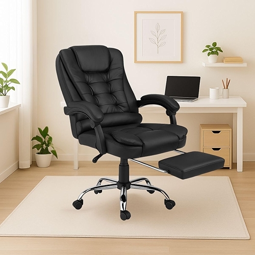 Cadeira De Escritório Itália Presidente Ergonômica Couro Sintético Encosto Ajustável Com T... Cadeira De Escritório Itália Presidente Ergonômica Couro Sintético Encosto Ajustável Com T...