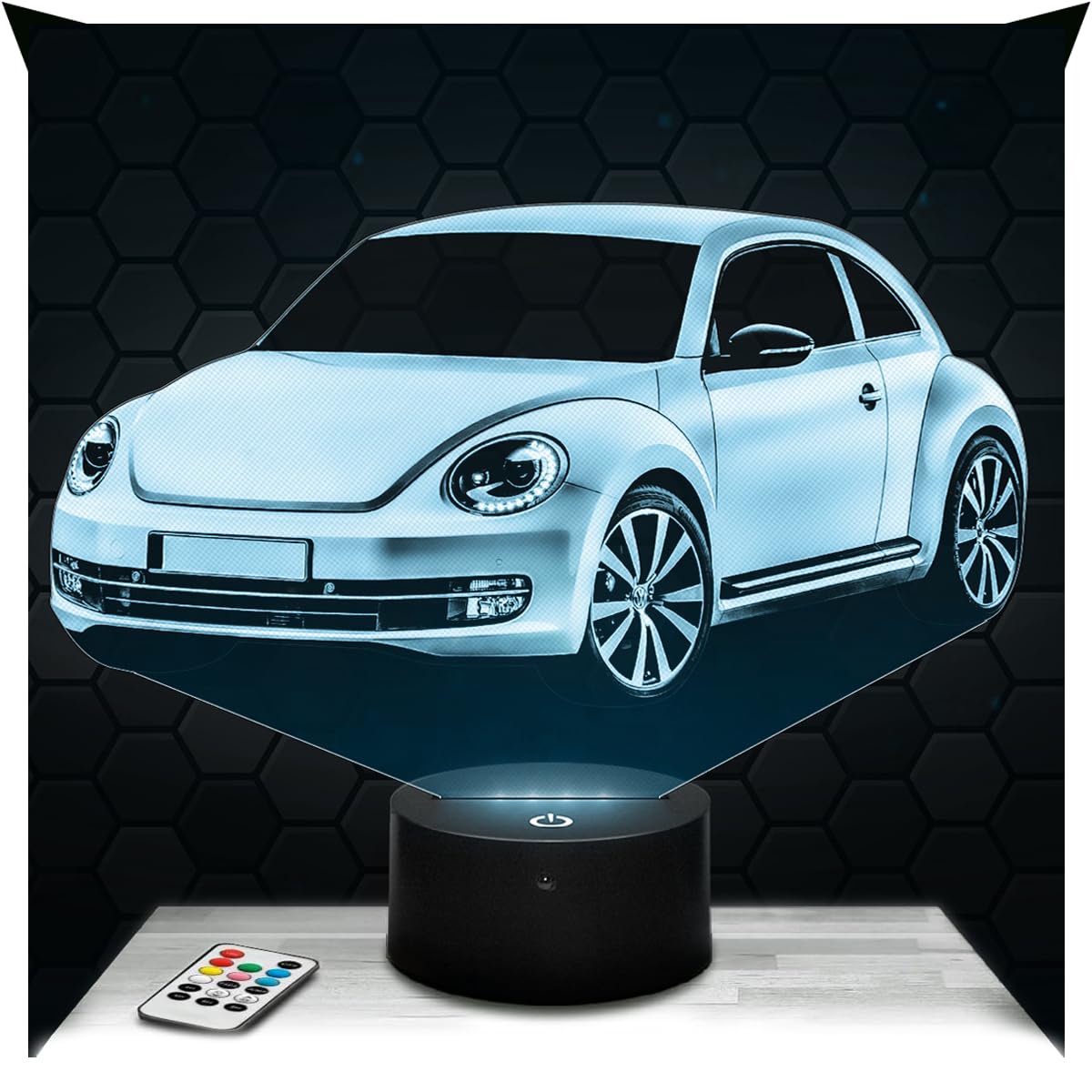 Lampephoto.fr - 3D Beetle Car German Automobile Lamp, Touch LED Night Light, 3D Hologram Effect, Christmas Birthday Gift Idea for Men, Bedroom Decoration Object