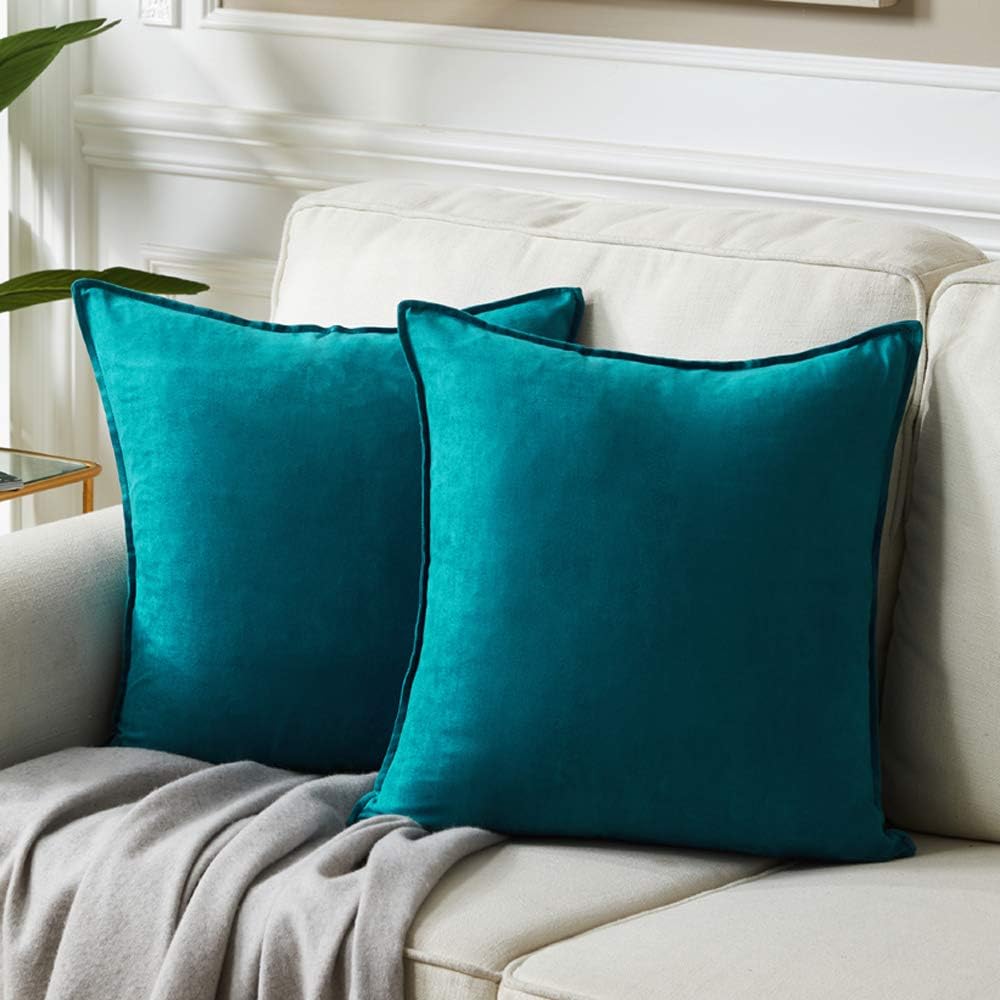 Teal Suede Pillow Covers