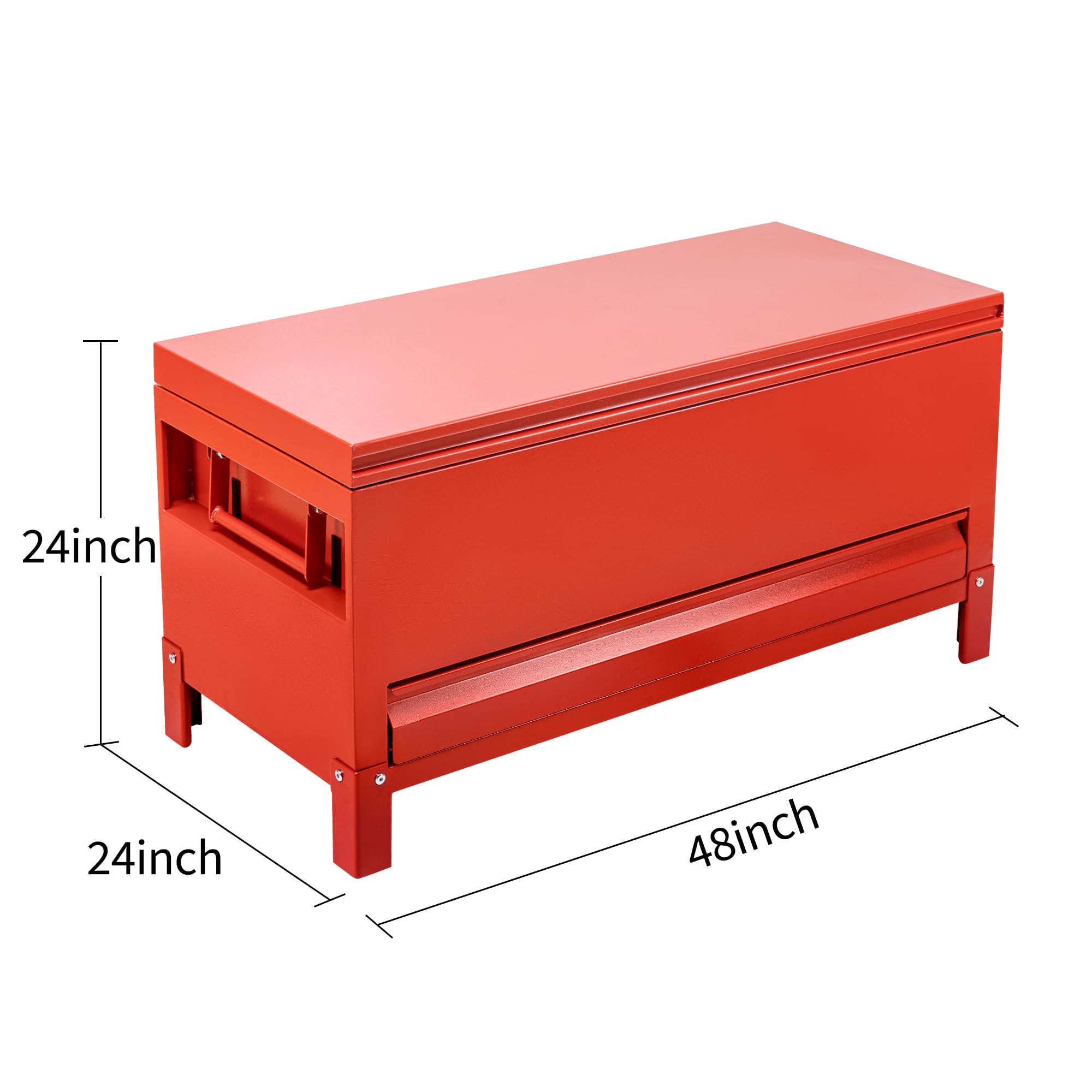 Werkzeugkasten Metall, 122 x 51 x 51 cm Werkzeugbox für Truck Lkw-Ladefläche, Werkzeugkiste Organizer mit Schublade & Deckel, Deichselbox für Wohnmobil, PKW usw.