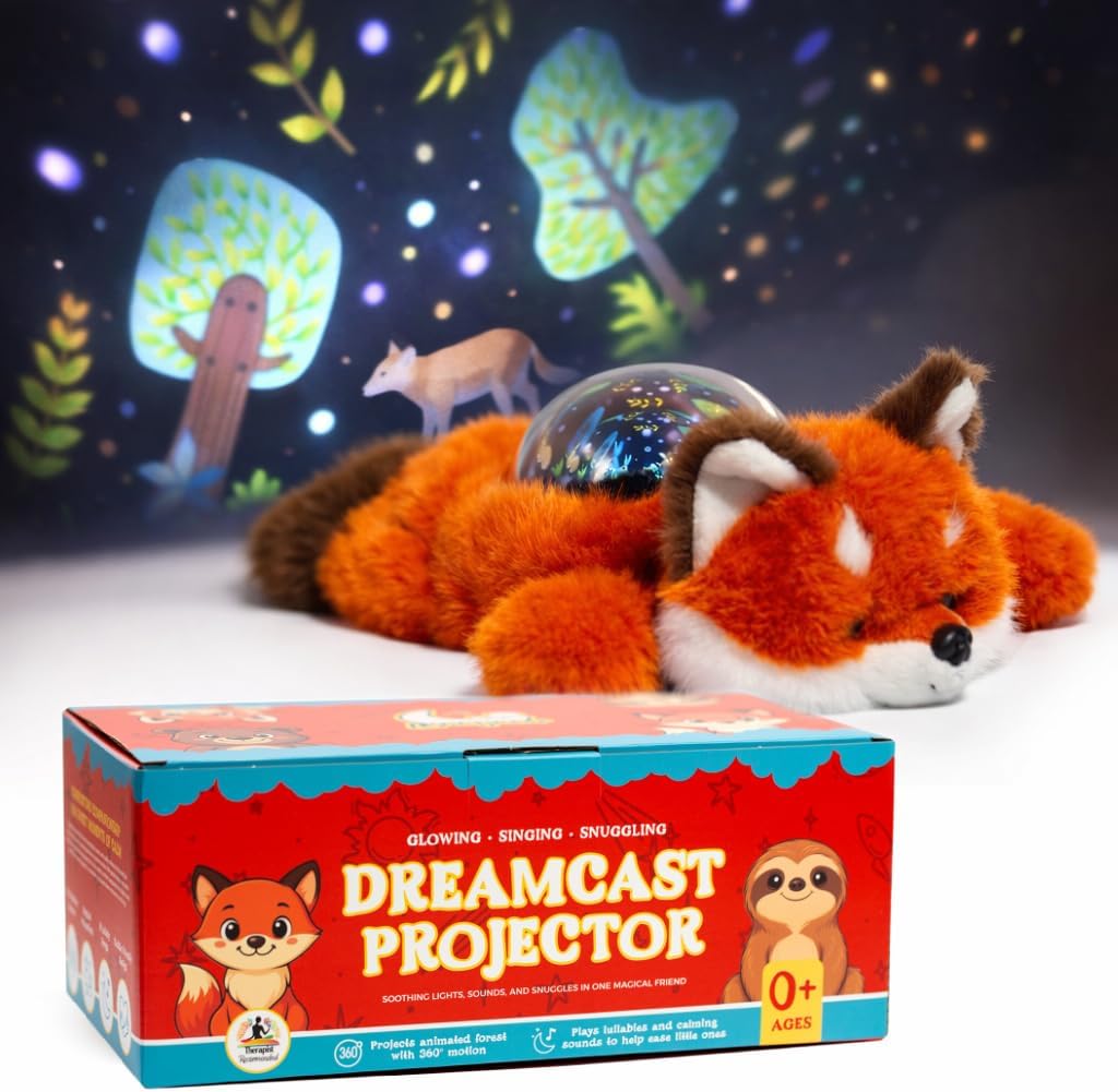 Sound Sleepers Fox – Stuffed Animal Night Light & Baby Night Light Projector with Soothing Music | Plush Toddler Night Light Projector, Sound Machine & Nursery Star Projector