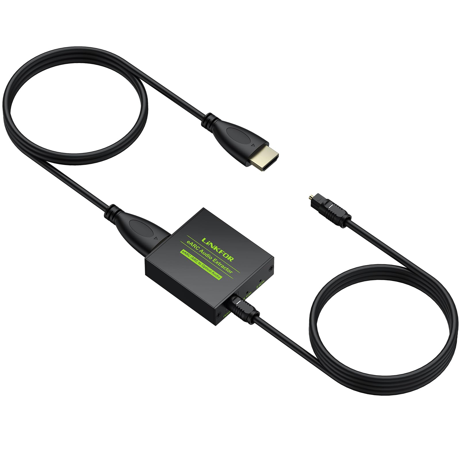 LiNKFOR Extractor de Audio HDMI eARC ARC,192Khz Convertidor HDMI a Óptico Toslink Compatible con PCM 2.0,Dolby 5.1 y DTS 5.1 para Sondbar y TV con Interfaz eARC ARC