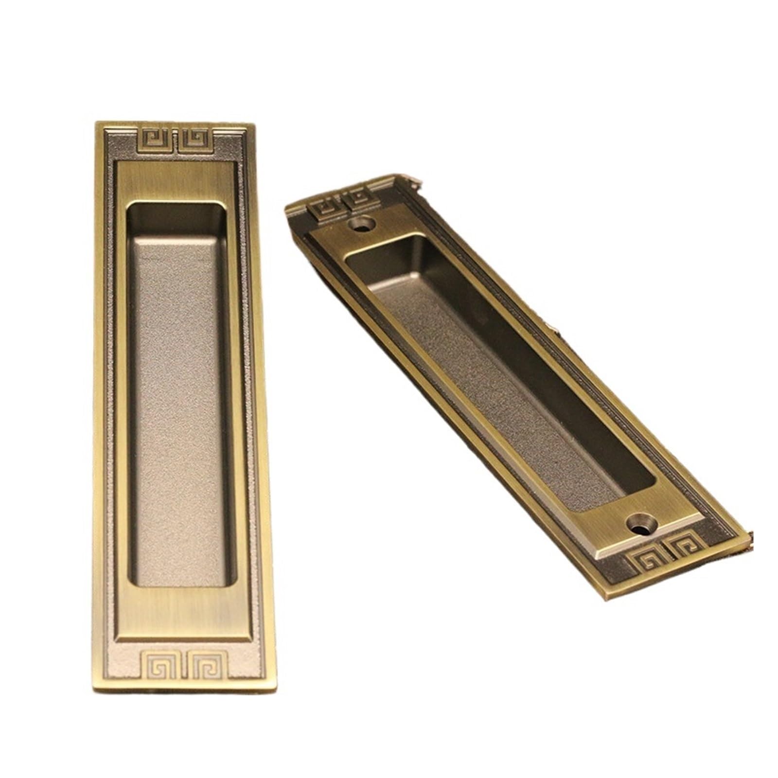 NYRXRYTCA Chinese Retro Sliding Door Lock Indoor Cabinet Wooden Door Double-Sided Sliding Door Lock Bathroom Balcony Flat Push Button European Style(KS02 bronze)