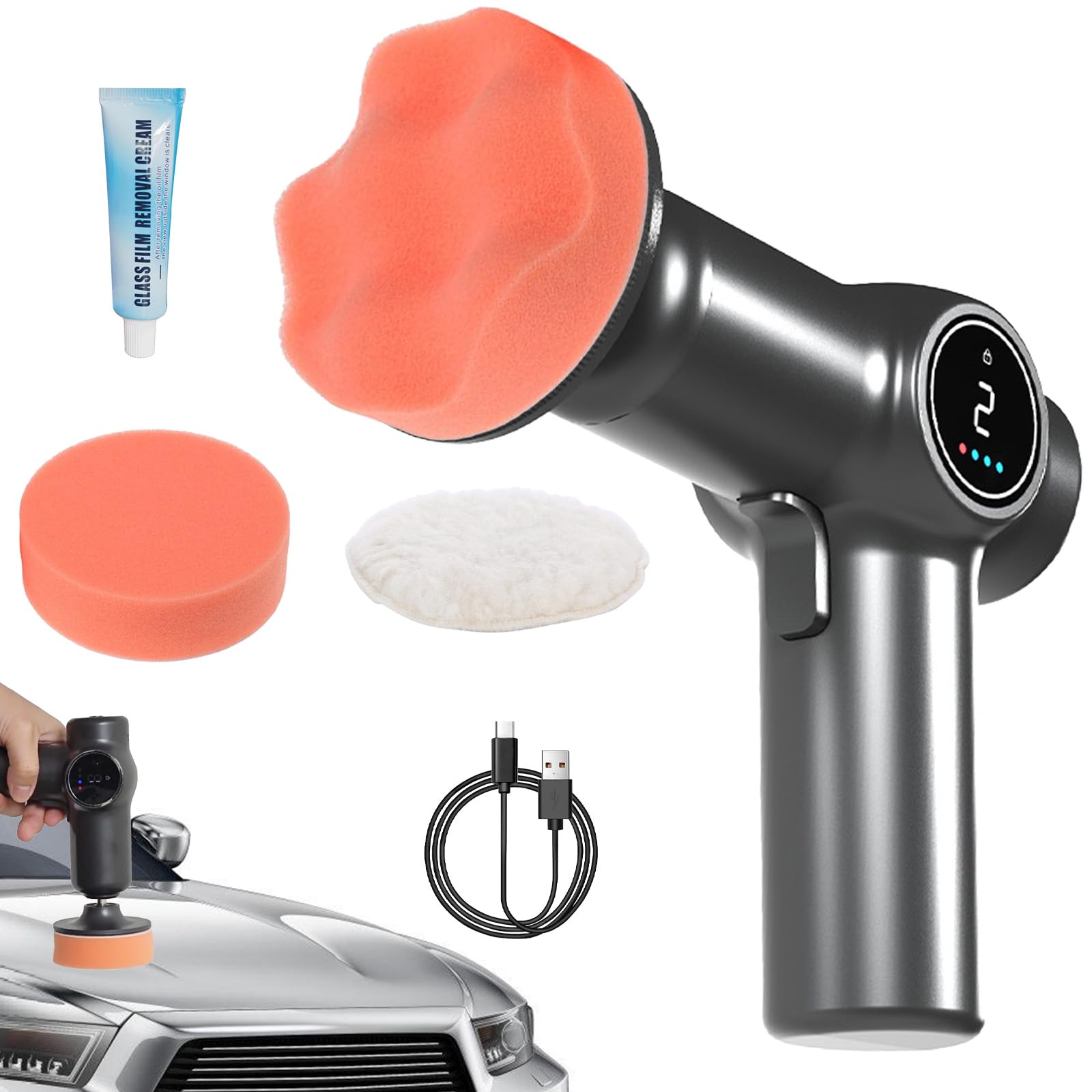  Rechargeable Battery Polisher Set di 3 Pads per Auto, Idoneo per Rimuovere Segni di Scoraggiamento, Speciale per il Man