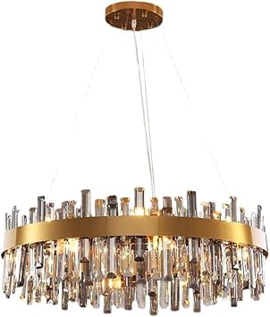 Demeanor LED Chandeliers, LED Luxury Crystal Round Chandelier Lighting Lustre Hanging Lamps Suspension Luminaire Lampen for Foyer Bedroom Color Silver/White, Size 100cm