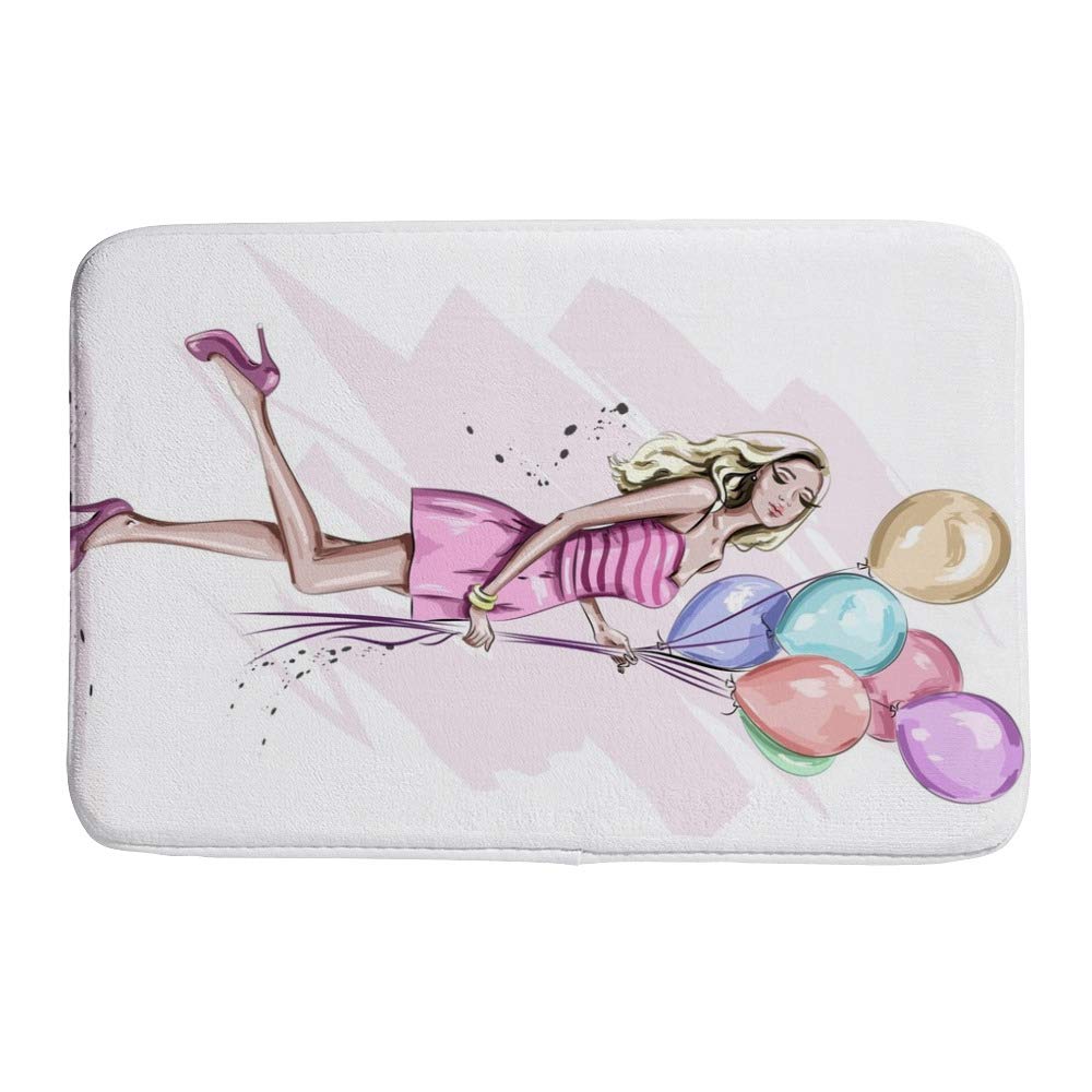 Tapis de bain blond cheveux fille polaire salon cuisine doux
