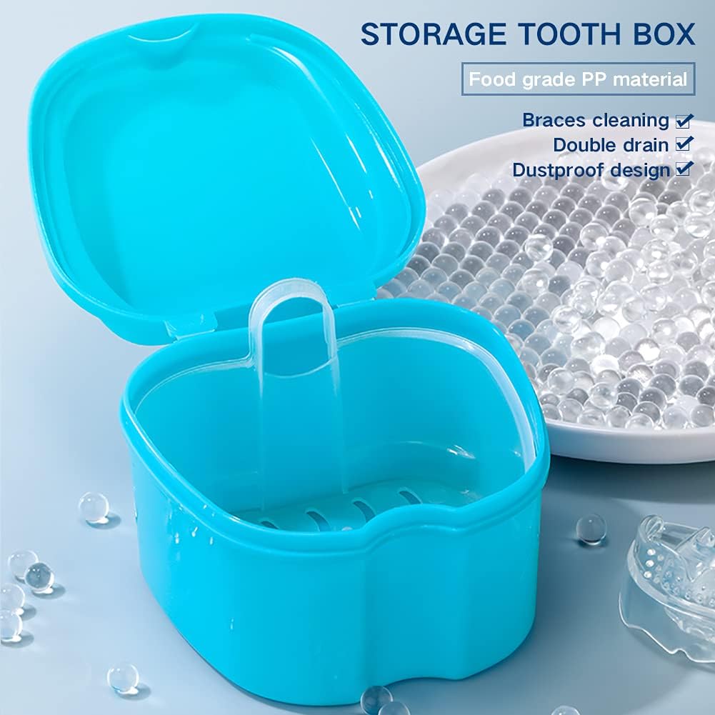 HUYIWEI Denture Box, 3Piece Denture Set, Denture Box with Washing
