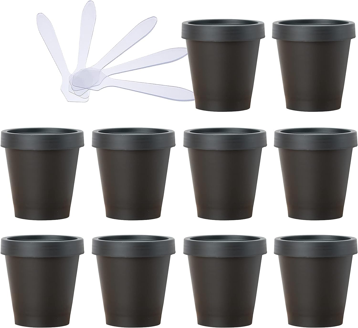 FLYIODFCXV cosmetic jar, 10 PC Plastic Storage Jars with Inner Liner for Body Hand Face Cream Lotion Gel 5X Spatula(Black,200ml)
